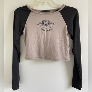NWT Taupe & Black ‘From Heaven’ Long Sleeve Top
